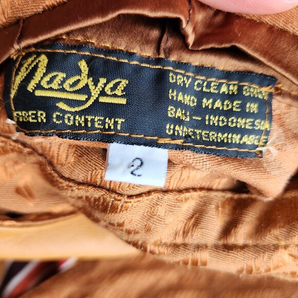 Vintage Nadya Bali Handmade Leather Batik Tribal Reversible Jacket Brown - Picture 10 of 16